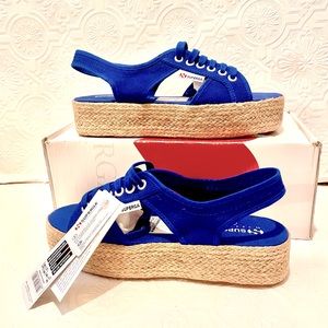 Superga Geraldina Blue Intense Cut out Espadrille Women’s size 8 Brand New